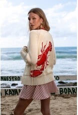 Avec Les Filles Cotton Intarsia Toggle Lobster Cardigan