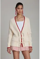 Avec Les Filles Cotton Intarsia Toggle Lobster Cardigan
