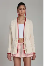 Avec Les Filles Cotton Intarsia Toggle Lobster Cardigan