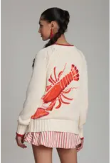 Avec Les Filles Cotton Intarsia Toggle Lobster Cardigan