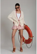 Avec Les Filles Cotton Intarsia Toggle Lobster Cardigan