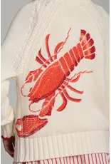 Avec Les Filles Cotton Intarsia Toggle Lobster Cardigan