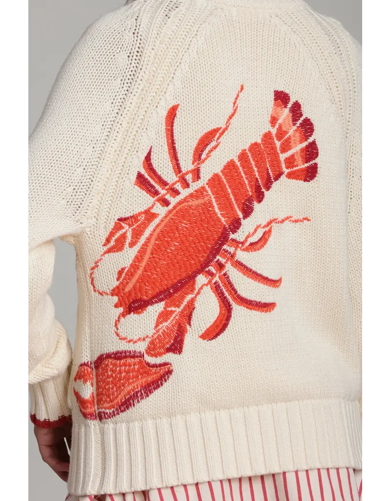 Avec Les Filles Cotton Intarsia Toggle Lobster Cardigan