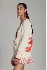 Avec Les Filles Cotton Intarsia Toggle Lobster Cardigan
