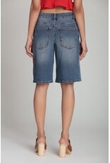 Avec Les Filles Lobster Embroidered Stretch Denim Shorts