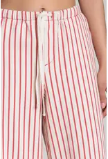 Avec Les Filles Stretch Cotton Red Striped Wide Leg Pants