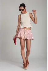 Avec Les Filles Striped Stretch Cotton Micro Mini Skort