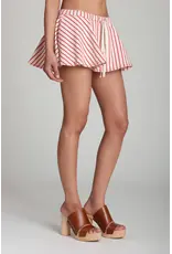 Avec Les Filles Striped Stretch Cotton Micro Mini Skort