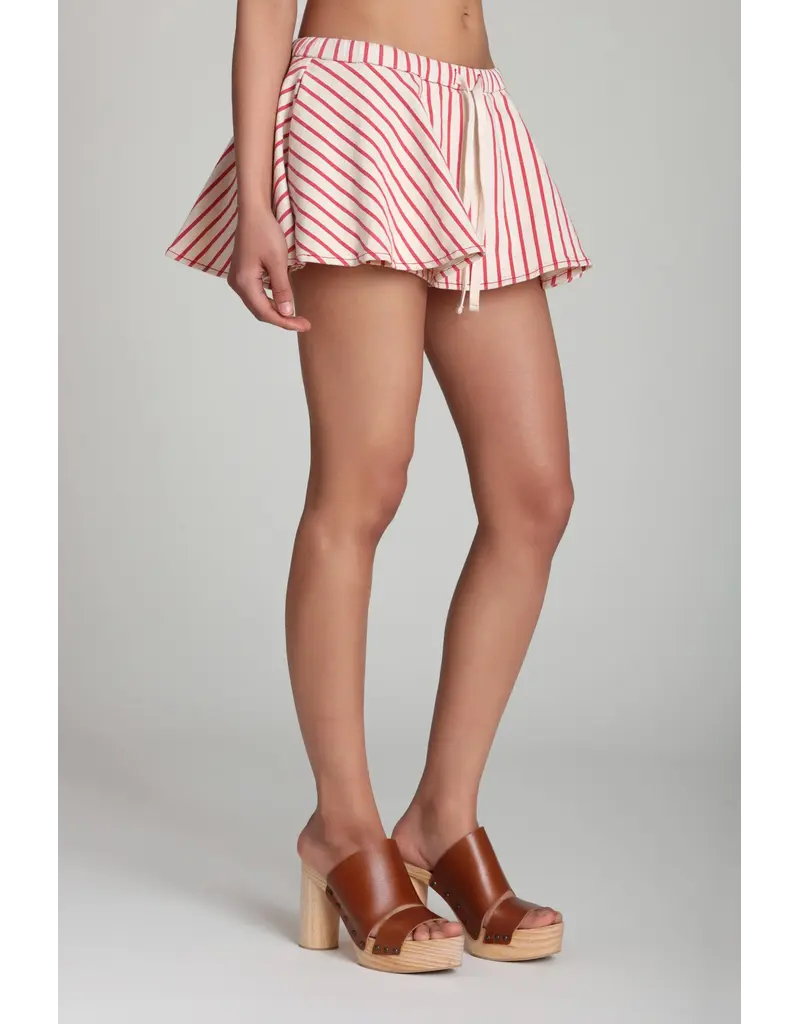 Avec Les Filles Striped Stretch Cotton Micro Mini Skort