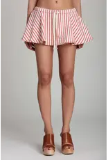 Avec Les Filles Striped Stretch Cotton Micro Mini Skort