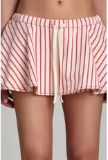 Avec Les Filles Striped Stretch Cotton Micro Mini Skort