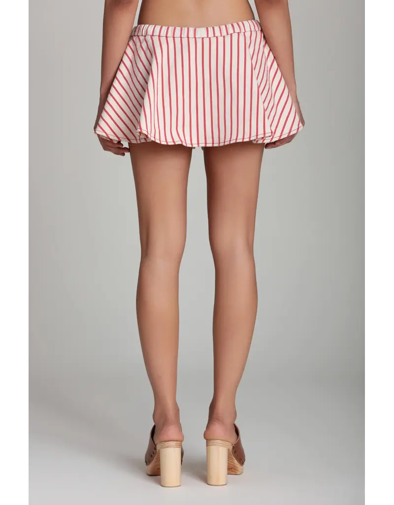 Avec Les Filles Striped Stretch Cotton Micro Mini Skort