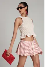 Avec Les Filles Striped Stretch Cotton Micro Mini Skort