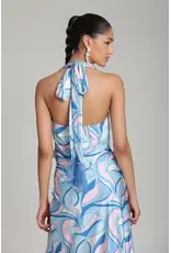 Avec Les Filles Satin Paisley Scarf Tie Halter Top