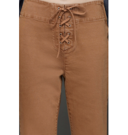 Avec Les Filles Lace Up Washed Cotton Flare Pants