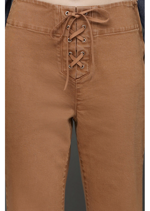 Avec Les Filles Lace Up Washed Cotton Flare Pants