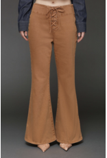 Avec Les Filles Lace Up Washed Cotton Flare Pants