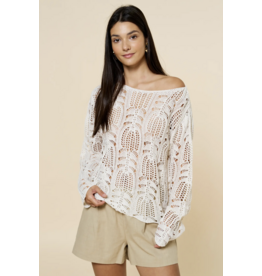 Crochet Boatneck Long Sleeve Top