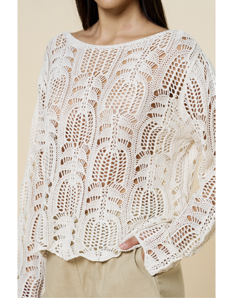 Crochet Boatneck Long Sleeve Top