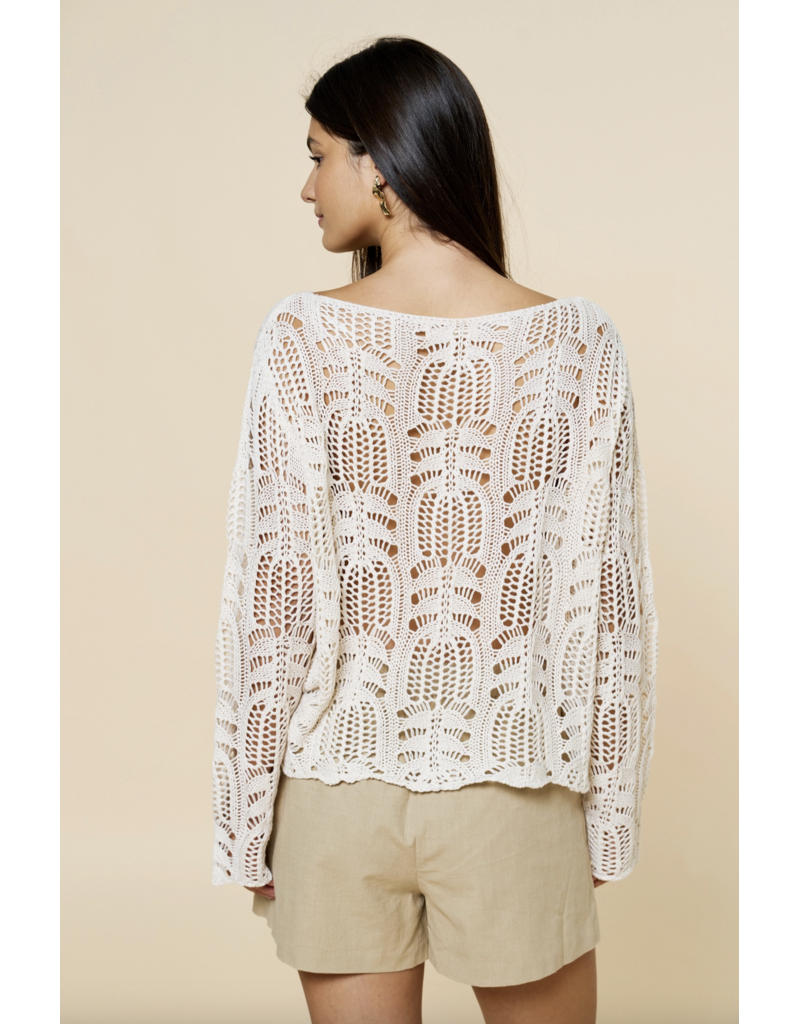 Crochet Boatneck Long Sleeve Top