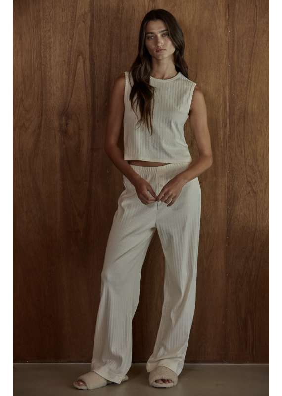 By Together Knit Cotton Pointelle Muscle Tank & Pants Set