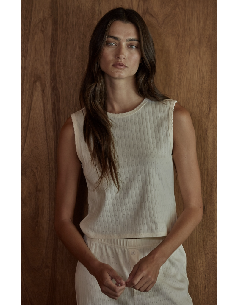 By Together Knit Cotton Pointelle Muscle Tank & Pants Set