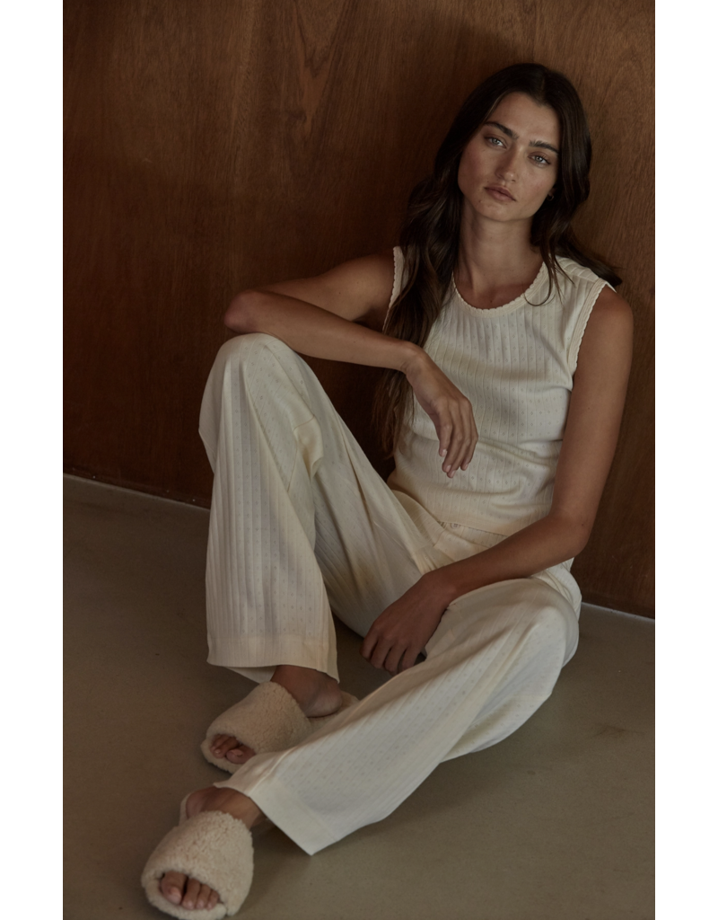 By Together Knit Cotton Pointelle Muscle Tank & Pants Set
