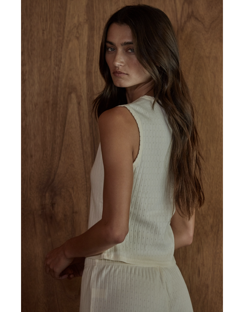 By Together Knit Cotton Pointelle Muscle Tank & Pants Set