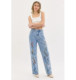 Cello Jeans Embroidered High Rise Dad Jean