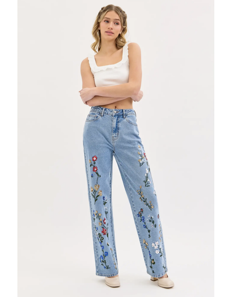 Cello Jeans Embroidered High Rise Dad Jean