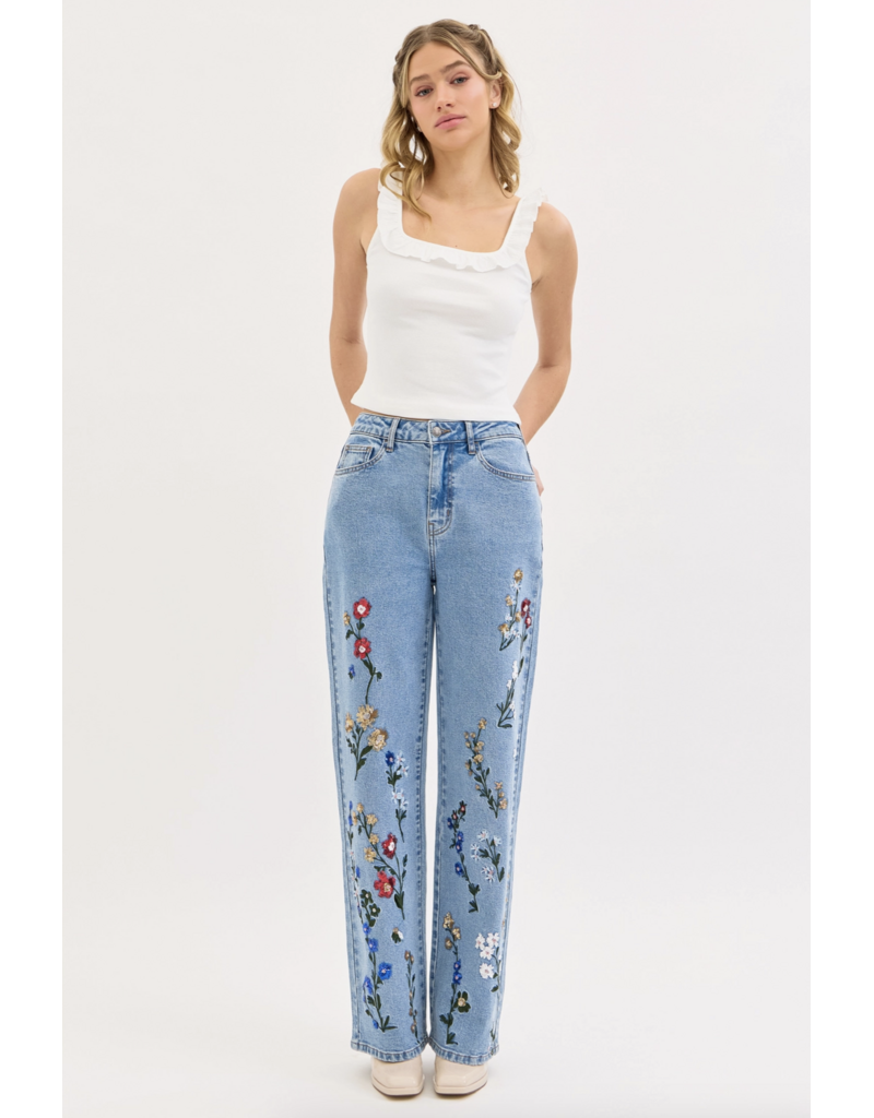 Cello Jeans Embroidered High Rise Dad Jean
