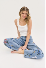 Cello Jeans Embroidered High Rise Dad Jean