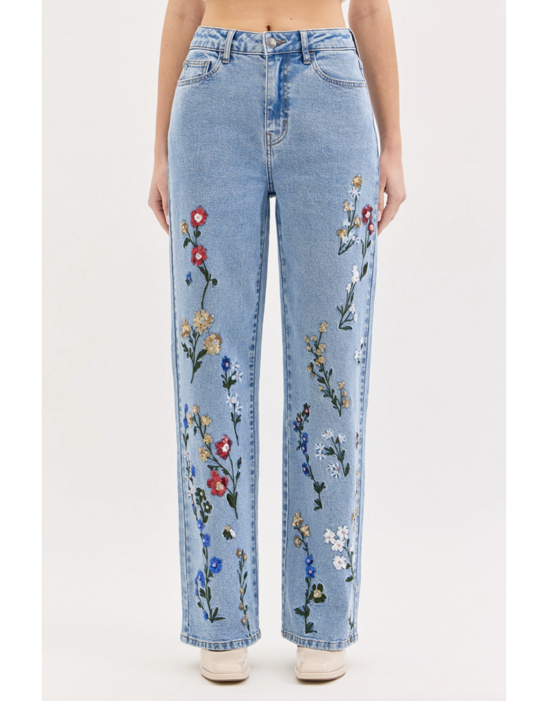 Cello Jeans Embroidered High Rise Dad Jean