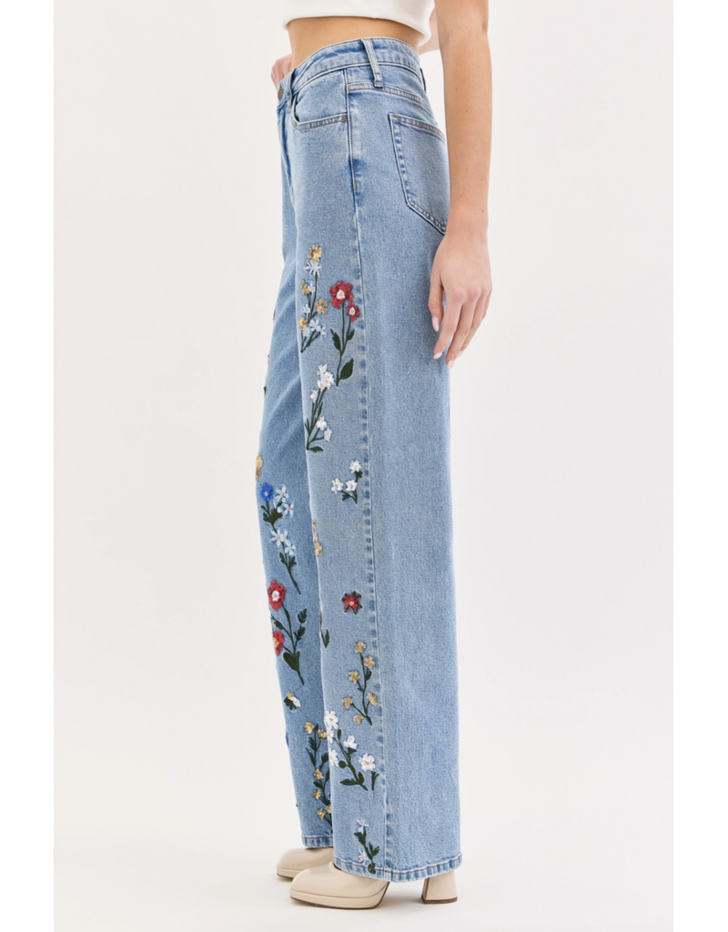Cello Jeans Embroidered High Rise Dad Jean