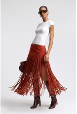 Avec Les Filles Faux Suede Fringe Maxi Skirt