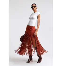 Avec Les Filles Faux Suede Fringe Maxi Skirt