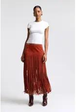 Avec Les Filles Faux Suede Fringe Maxi Skirt