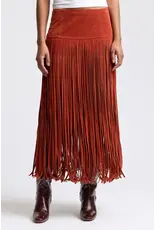 Avec Les Filles Faux Suede Fringe Maxi Skirt