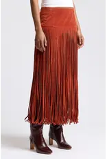 Avec Les Filles Faux Suede Fringe Maxi Skirt