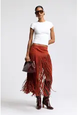 Avec Les Filles Faux Suede Fringe Maxi Skirt