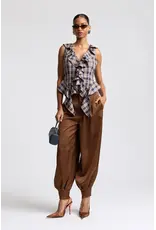 Avec Les Filles Twilight Ruffle Plaid Top