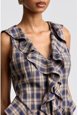 Avec Les Filles Twilight Ruffle Plaid Top