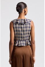 Avec Les Filles Twilight Ruffle Plaid Top