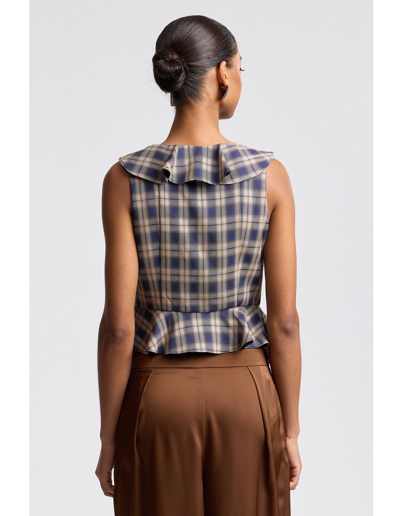 Avec Les Filles Twilight Ruffle Plaid Top