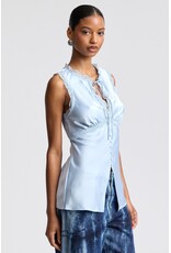Avec Les Filles Satin Keyhole Lace Empire Top