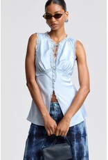 Avec Les Filles Satin Keyhole Lace Empire Top