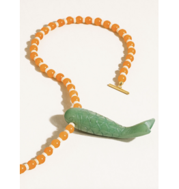 Flanerie Nicolette 18K Gold Vintage Beaded Fish Necklace