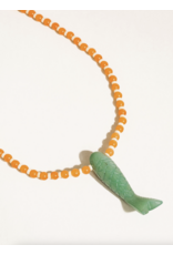 Flanerie Nicolette 18K Gold Vintage Beaded Fish Necklace