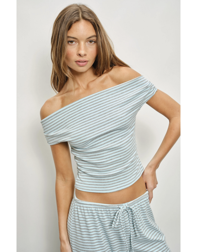Pretty Garbage Devin Off Shoulder Striped Top