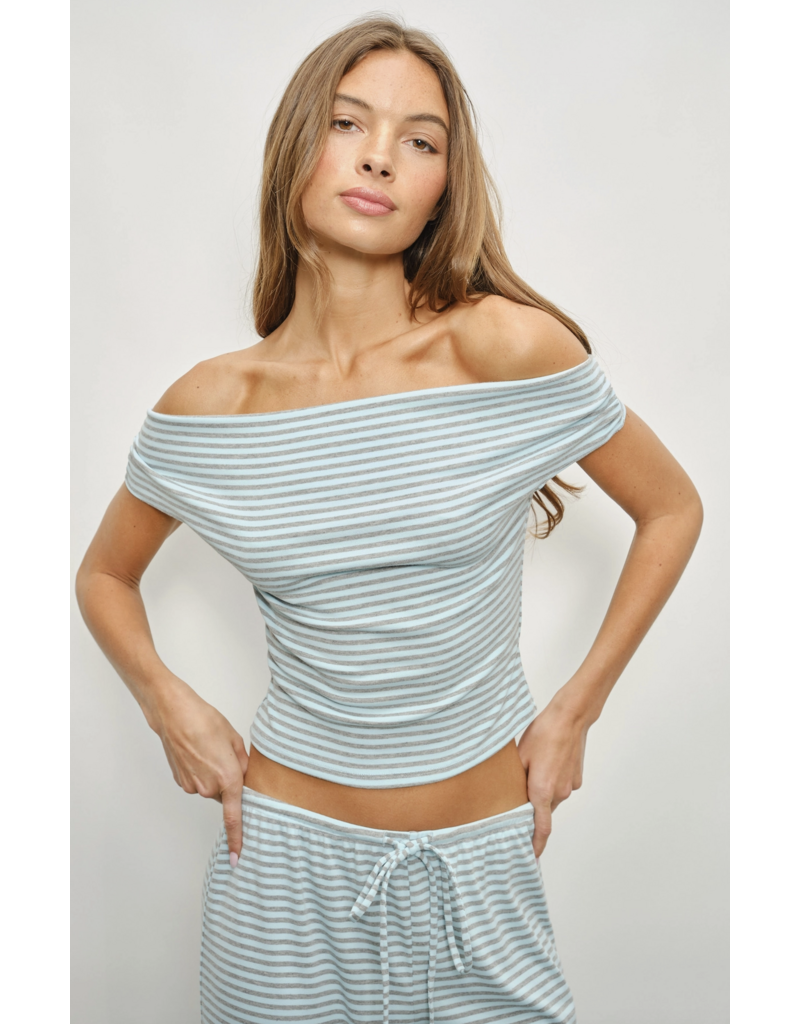 Pretty Garbage Devin Off Shoulder Striped Top